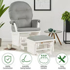 Costway Wood Glider & Ottoman Cushion Set Baby Nursery Rocking Chair