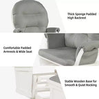 Costway Wood Glider & Ottoman Cushion Set Baby Nursery Rocking Chair
