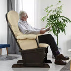 Costway Wood Glider & Ottoman Cushion Set Baby Nursery Rocking Chair