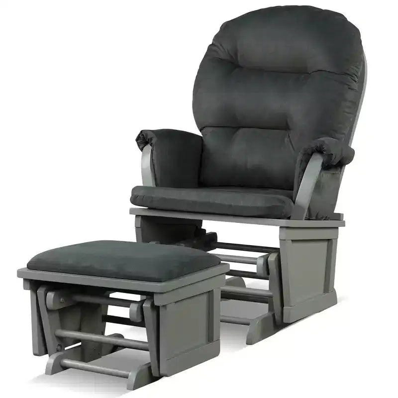 Costway Wood Glider & Ottoman Cushion Set Baby Nursery Rocking Chair