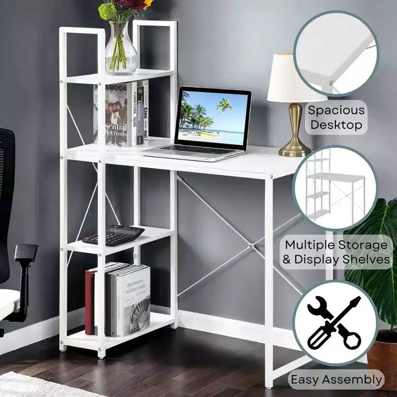 Designs2Go Office Workstation with Shelves - Breighton Home
