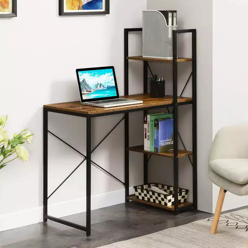 Designs2Go Office Workstation with Shelves - Breighton Home