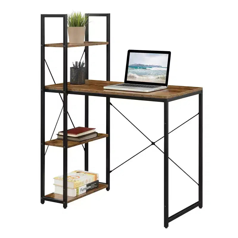 Designs2Go Office Workstation with Shelves - Breighton Home