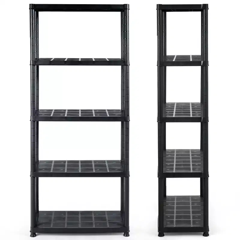 Costway 2 PCS 5-Tier 16.5lbs Ventilated Shelving Rack Free Standing Multi-Use Shelf Unit
