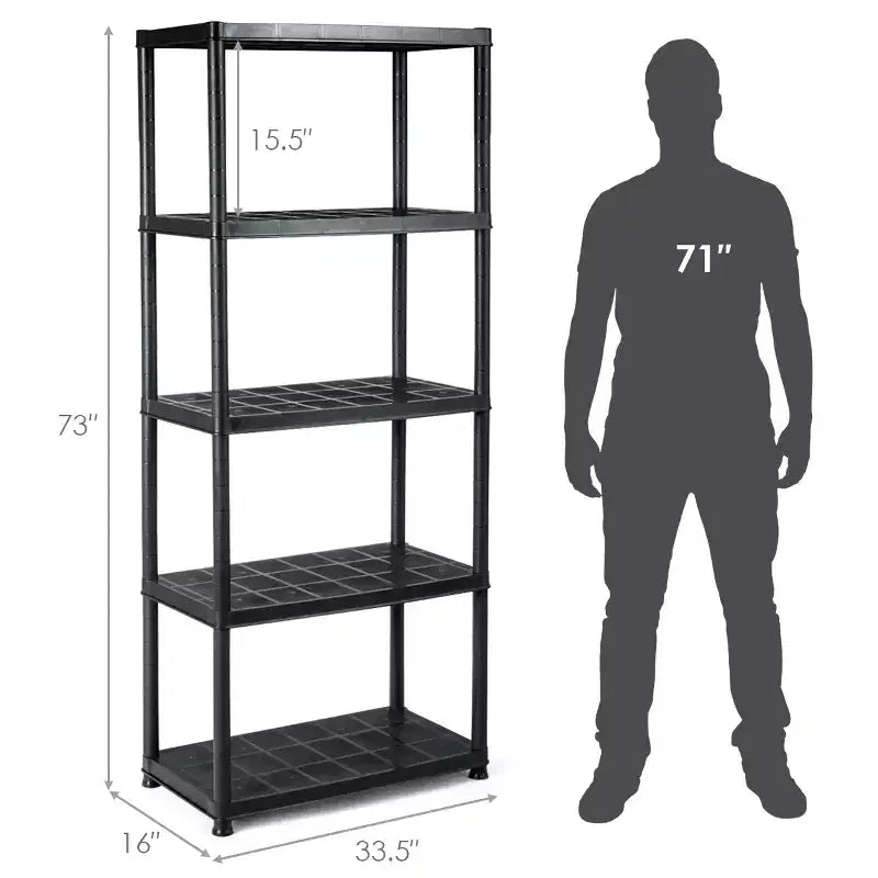 Costway 2 PCS 5-Tier 16.5lbs Ventilated Shelving Rack Free Standing Multi-Use Shelf Unit