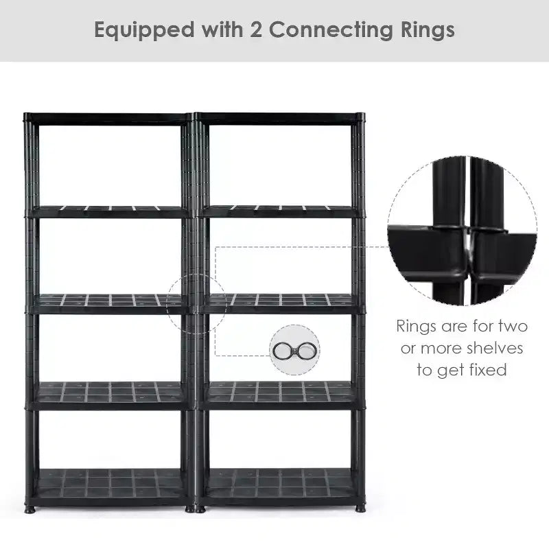 Costway 2 PCS 5-Tier 16.5lbs Ventilated Shelving Rack Free Standing Multi-Use Shelf Unit