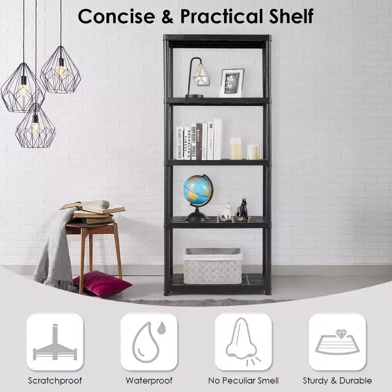 Costway 2 PCS 5-Tier 16.5lbs Ventilated Shelving Rack Free Standing Multi-Use Shelf Unit