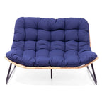 Divanetto due posti Double Papasan con cuscino, in rattan PE per tutte le stagioni e struttura in metallo per interni ed esterni