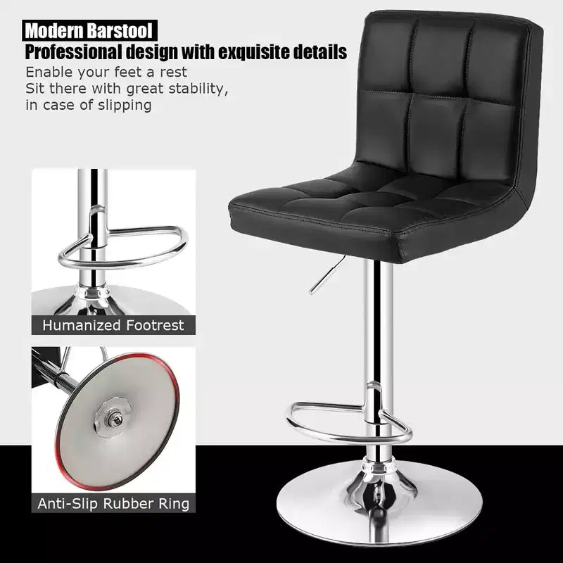 Costway Adjustable Swivel Bar Stool Counter Height Bar Chair PU Leather w/ Back Black