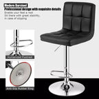 Costway Adjustable Swivel Bar Stool Counter Height Bar Chair PU Leather w/ Back Black
