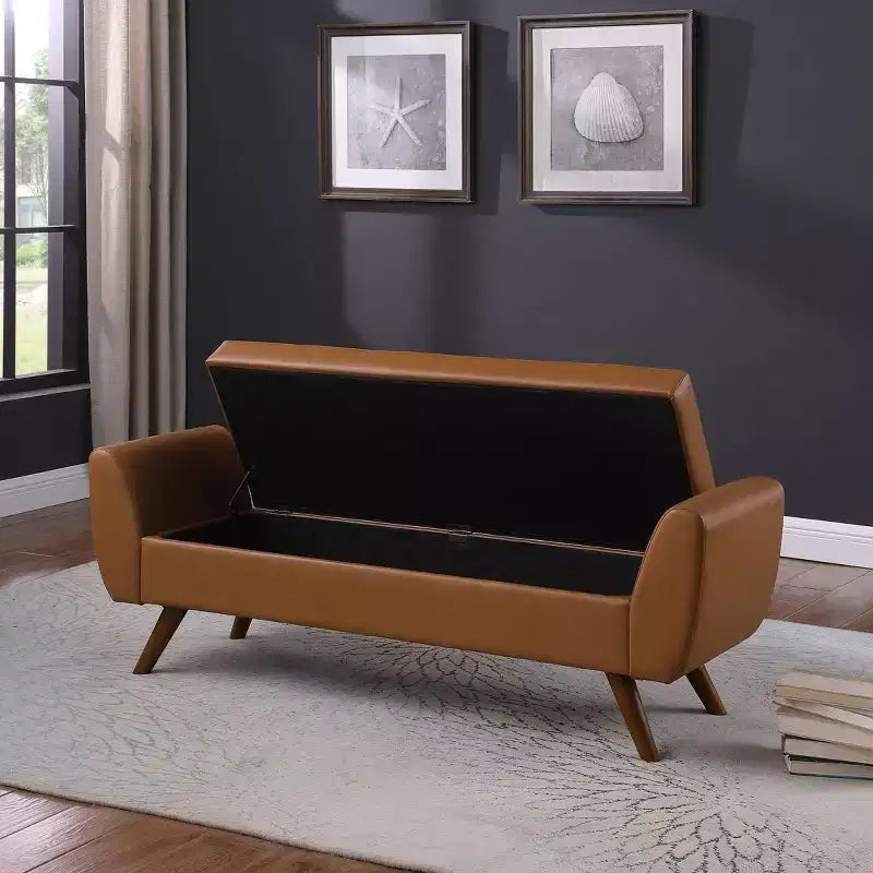HomePop Modern Storage Bench with Wood Legs
