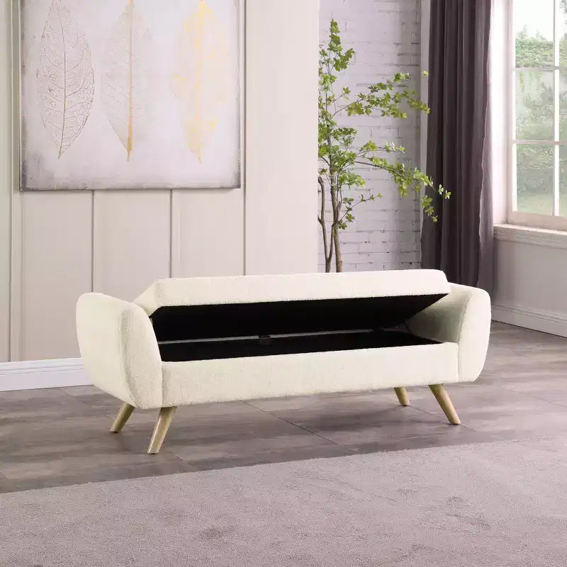 HomePop Modern Storage Bench with Wood Legs