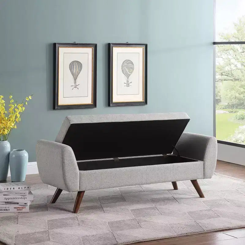 HomePop Modern Storage Bench with Wood Legs