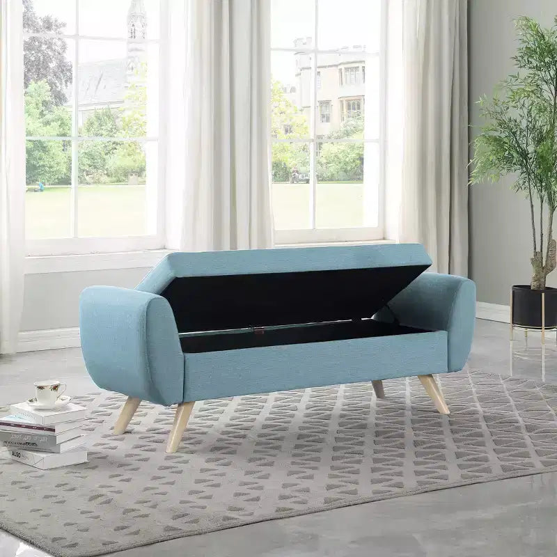 HomePop Modern Storage Bench with Wood Legs