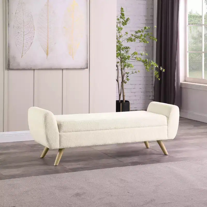 HomePop Modern Storage Bench with Wood Legs
