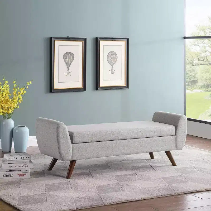 HomePop Modern Storage Bench with Wood Legs