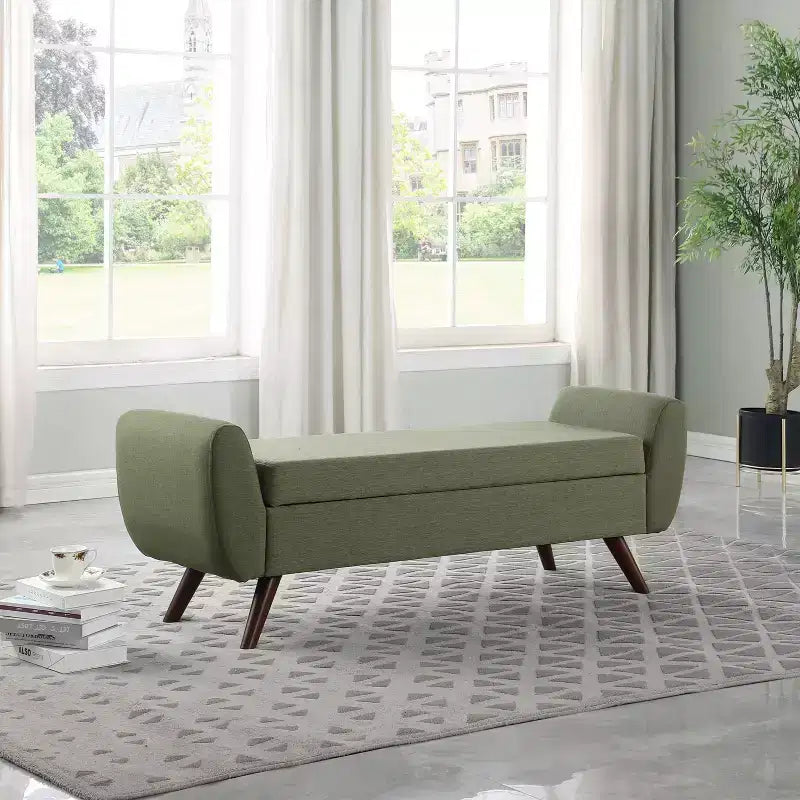 HomePop Modern Storage Bench with Wood Legs