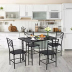 Costway 5 Pcs Modern Dining Table Set 4 Chairs Steel Frame Home Kitchen Furniture Black