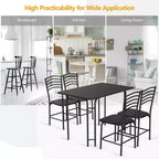 Costway 5 Pcs Modern Dining Table Set 4 Chairs Steel Frame Home Kitchen Furniture Black