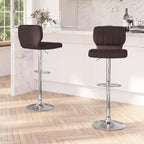 Merrick Lane Set of Two Swivel Bar Stools with Vertical Stitched Back and Adjustable Chrome Base with Footrest