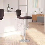 Merrick Lane Set of Two Swivel Bar Stools with Vertical Stitched Back and Adjustable Chrome Base with Footrest
