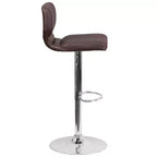 Merrick Lane Set of Two Swivel Bar Stools with Vertical Stitched Back and Adjustable Chrome Base with Footrest