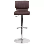 Merrick Lane Set of Two Swivel Bar Stools with Vertical Stitched Back and Adjustable Chrome Base with Footrest
