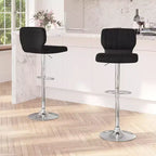 Merrick Lane Set of Two Swivel Bar Stools with Vertical Stitched Back and Adjustable Chrome Base with Footrest