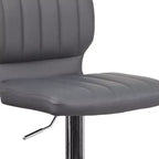 Merrick Lane Set of Two Swivel Bar Stools with Vertical Stitched Back and Adjustable Chrome Base with Footrest