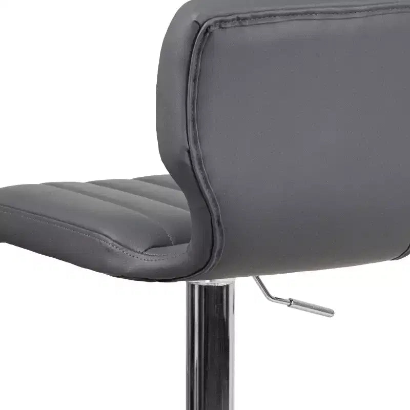 Merrick Lane Set of Two Swivel Bar Stools with Vertical Stitched Back and Adjustable Chrome Base with Footrest