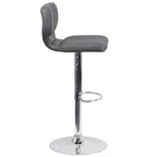 Merrick Lane Set of Two Swivel Bar Stools with Vertical Stitched Back and Adjustable Chrome Base with Footrest
