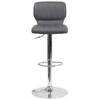Merrick Lane Set of Two Swivel Bar Stools with Vertical Stitched Back and Adjustable Chrome Base with Footrest