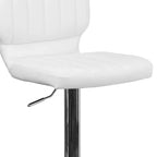 Merrick Lane Set of Two Swivel Bar Stools with Vertical Stitched Back and Adjustable Chrome Base with Footrest