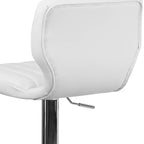 Merrick Lane Set of Two Swivel Bar Stools with Vertical Stitched Back and Adjustable Chrome Base with Footrest