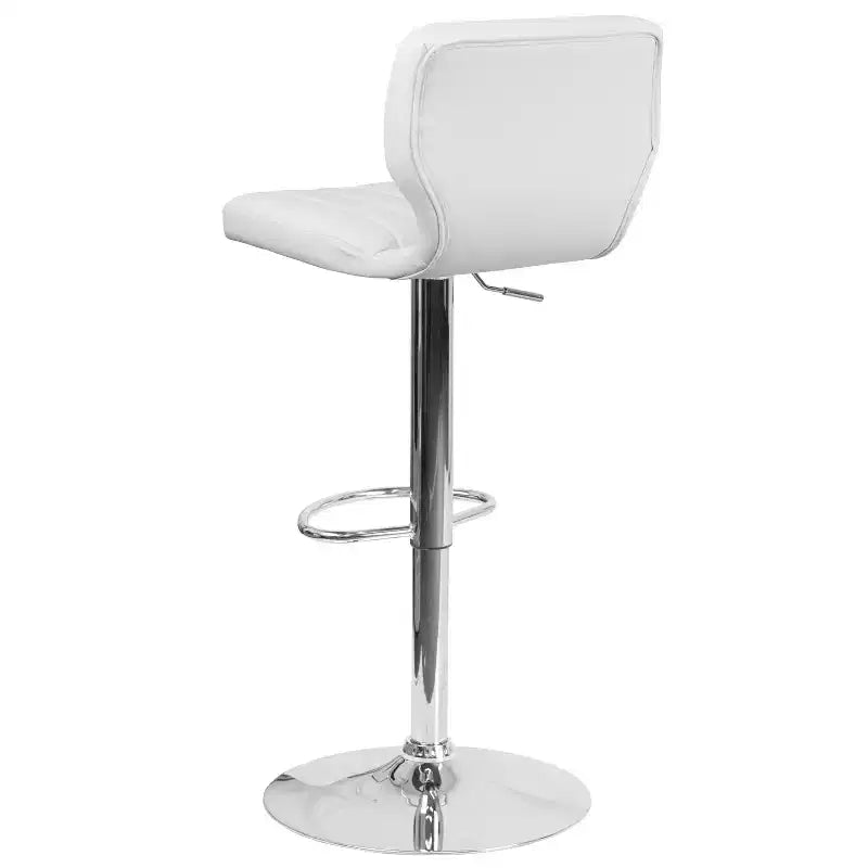 Merrick Lane Set of Two Swivel Bar Stools with Vertical Stitched Back and Adjustable Chrome Base with Footrest