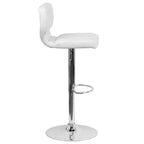 Merrick Lane Set of Two Swivel Bar Stools with Vertical Stitched Back and Adjustable Chrome Base with Footrest