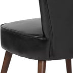 Merrick Lane Santino Black Faux Leather Mid-Back Retro Accent Side Chair with Flared Wooden Legs
