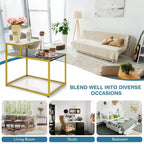 Costway 2 Tier End Side Table Metal Frame Nightstand with Storage Shelf Living Room