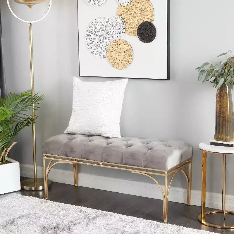 Rectangular Glam Velvet Bench - Olivia & May