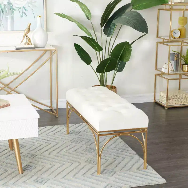 Rectangular Glam Velvet Bench - Olivia & May