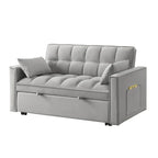 Divano letto a due posti 4 in 1 con braccioli e tasche portaoggetti, divano letto estraibile multifunzionale trapuntato con schienale regolabile