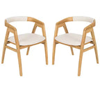 Costway Set of 2 Bamboo Accent Chairs Leisure Chairs Armchairs w/ Seat Cushion