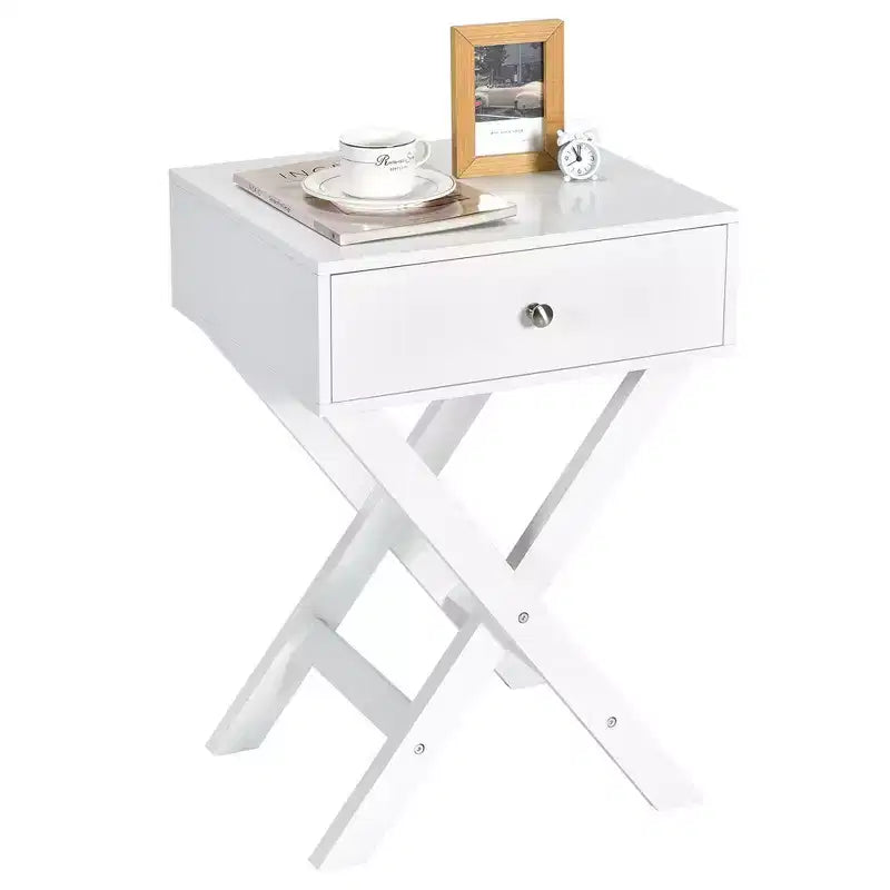 Costway Set of 2 X-Shaped Nightstand Side End Table Bedside Table w/ Drawer