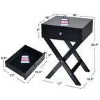 Costway Set of 2 X-Shaped Nightstand Side End Table Bedside Table w/ Drawer