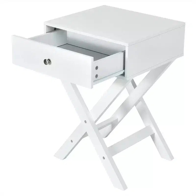 Costway Set of 2 X-Shaped Nightstand Side End Table Bedside Table w/ Drawer