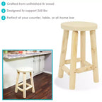 Sunnydaze Unfinished Wood Round Top Counter-Height Stool - Fir Wood - 24