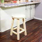Sunnydaze Unfinished Wood Round Top Counter-Height Stool - Fir Wood - 24
