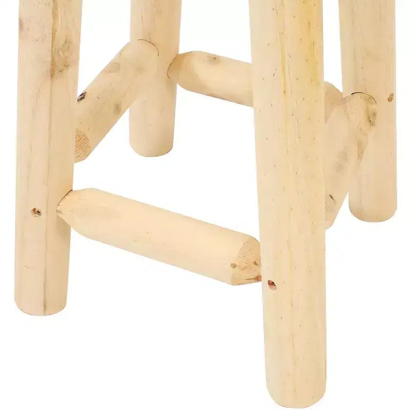 Sunnydaze Unfinished Wood Round Top Counter-Height Stool - Fir Wood - 24