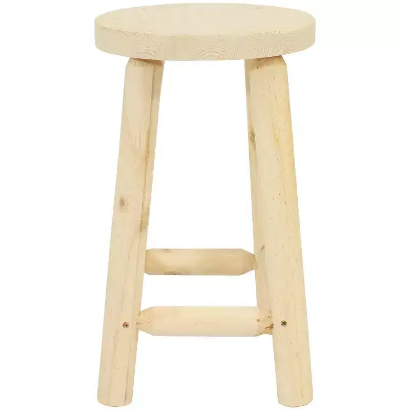 Sunnydaze Unfinished Wood Round Top Counter-Height Stool - Fir Wood - 24