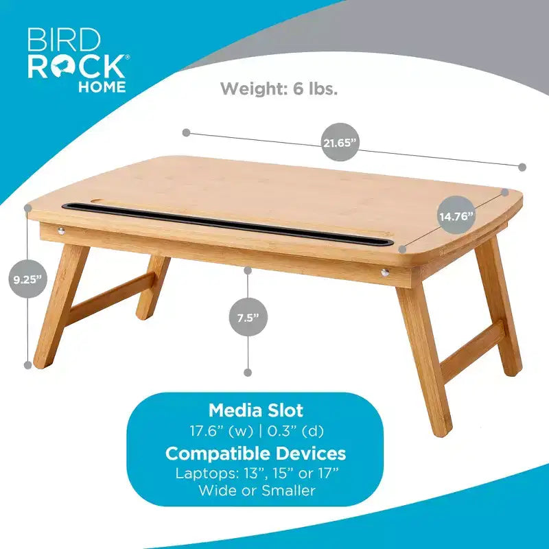 BirdRock Home Portable Sit or Stand Desk with Storage Drawer and Media Slot - Natural